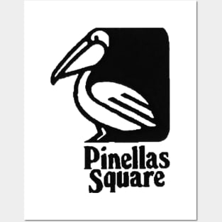 Pinellas Square Pelican Plain Black Posters and Art